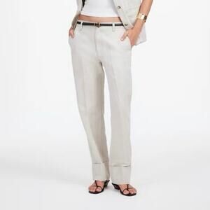 NWT Madewell The Dean Easy Linen Blend Cuffed Hem Twill Pant In Bone Size 30